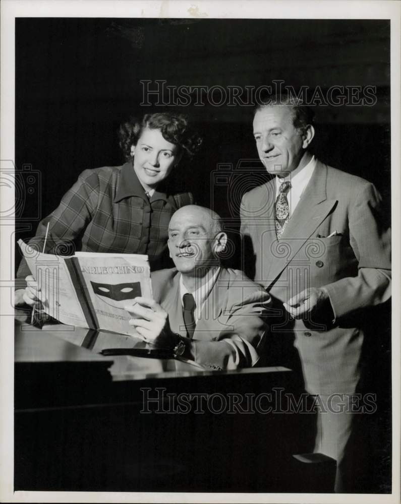 1951 Press Photo Dimitri Mitropoulos, Martha Lipton, John Brownlee in CBS Show- Historic Images