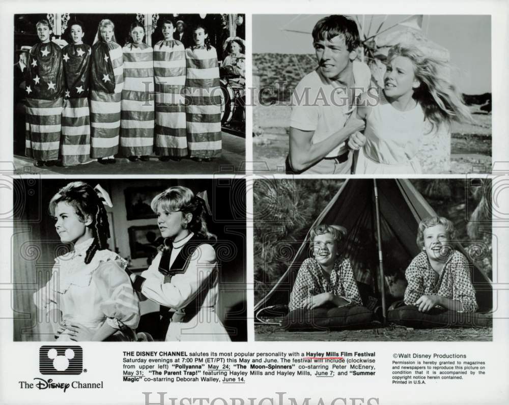 1989 Press Photo Actress Hayley Mills &amp; Co-Stars in Four Movie Roles - hpp34341- Historic Images