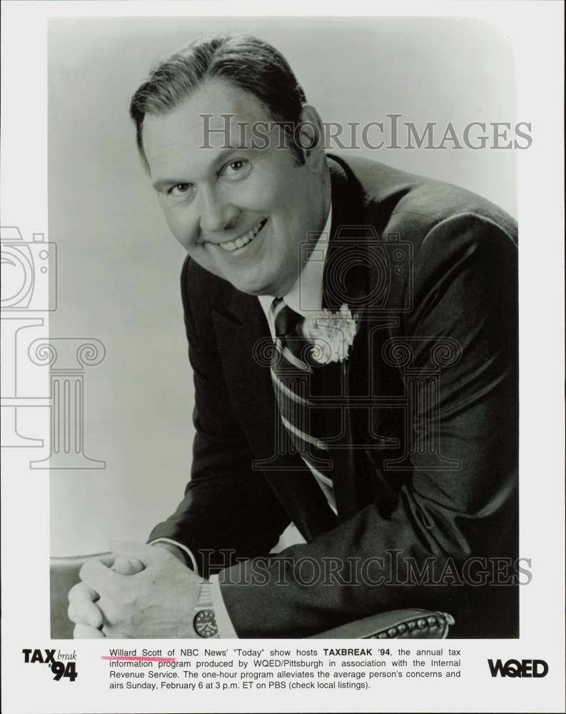 1994 Press Photo Willard Scott, Host of &quot;Tax Break &#39;94&quot; - hpp35357- Historic Images