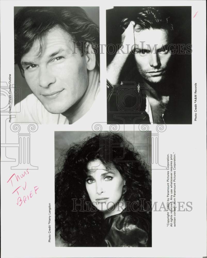 1993 Press Photo Actors Patrick Swayze, Sting, Connie Sellecca - hpp35594- Historic Images