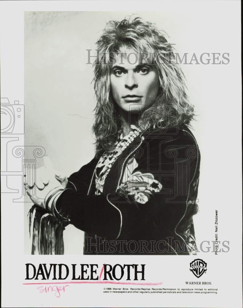 1986 Press Photo David Lee Roth, American rock singer and songwriter.- Historic Images