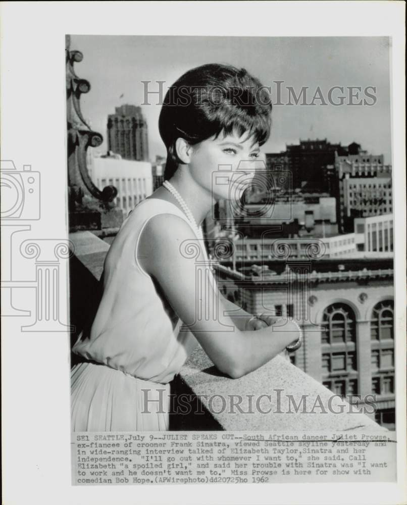 1962 Press Photo Actress Juliet Prowse interviewed in Seattle, Washington.- Historic Images