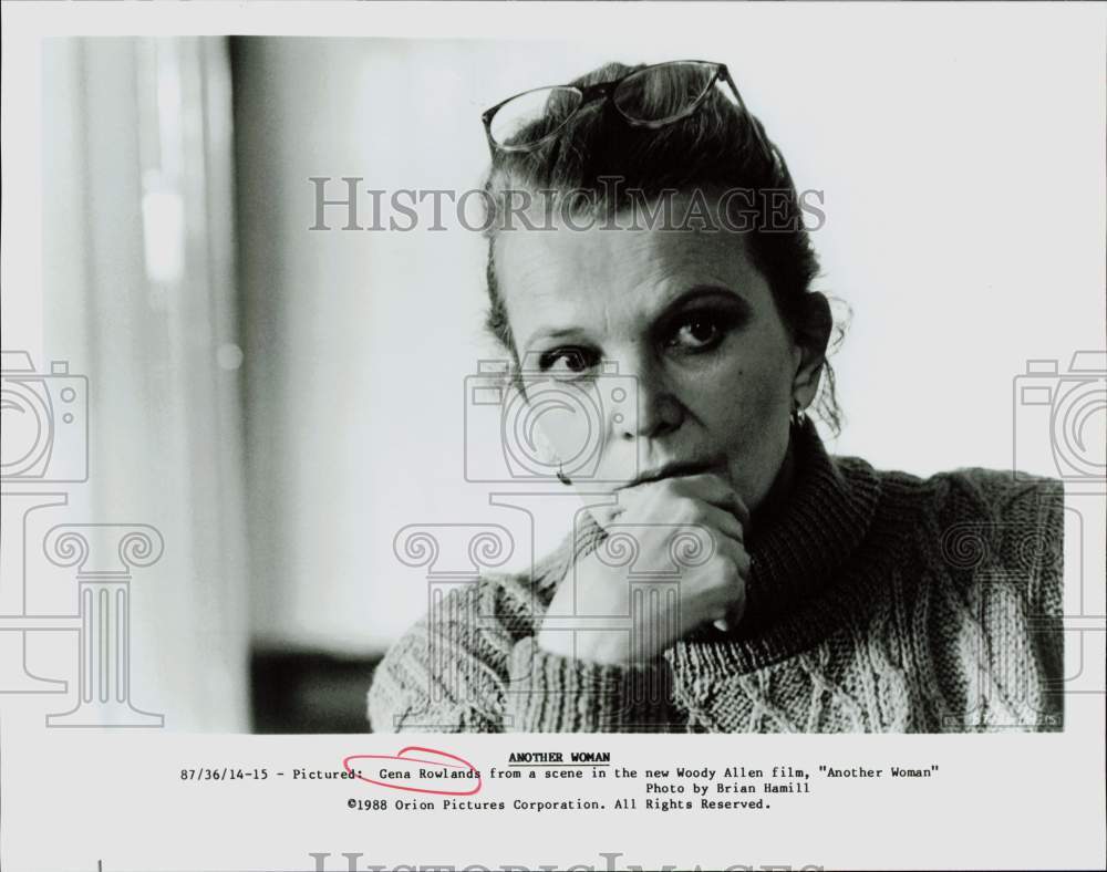 1988 Press Photo Actress Gena Rowlands in &quot;Another Woman&quot; - hpp37133- Historic Images