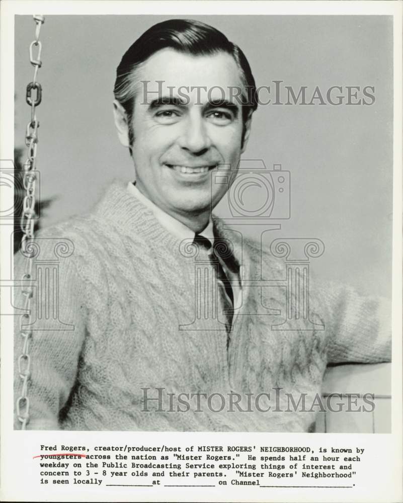 Press Photo Fred Rogers, Host of &quot;Mister Rogers&#39; Neighborhood&quot; - hpp37969- Historic Images