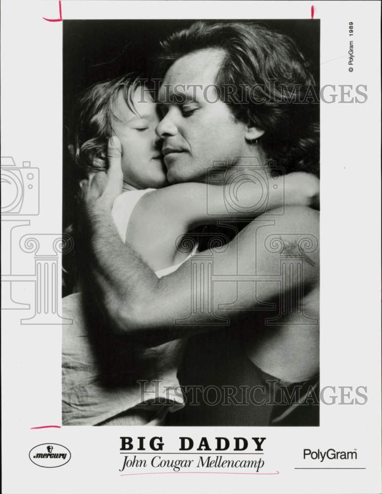 1989 Press Photo Singer John Cougar Mellencamp with Son for &quot;Big Daddy&quot;- Historic Images