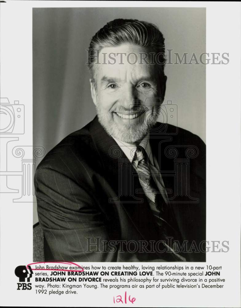 1992 Press Photo John Bradshaw, Host of &quot;John Bradshaw On Creating Love&quot;- Historic Images