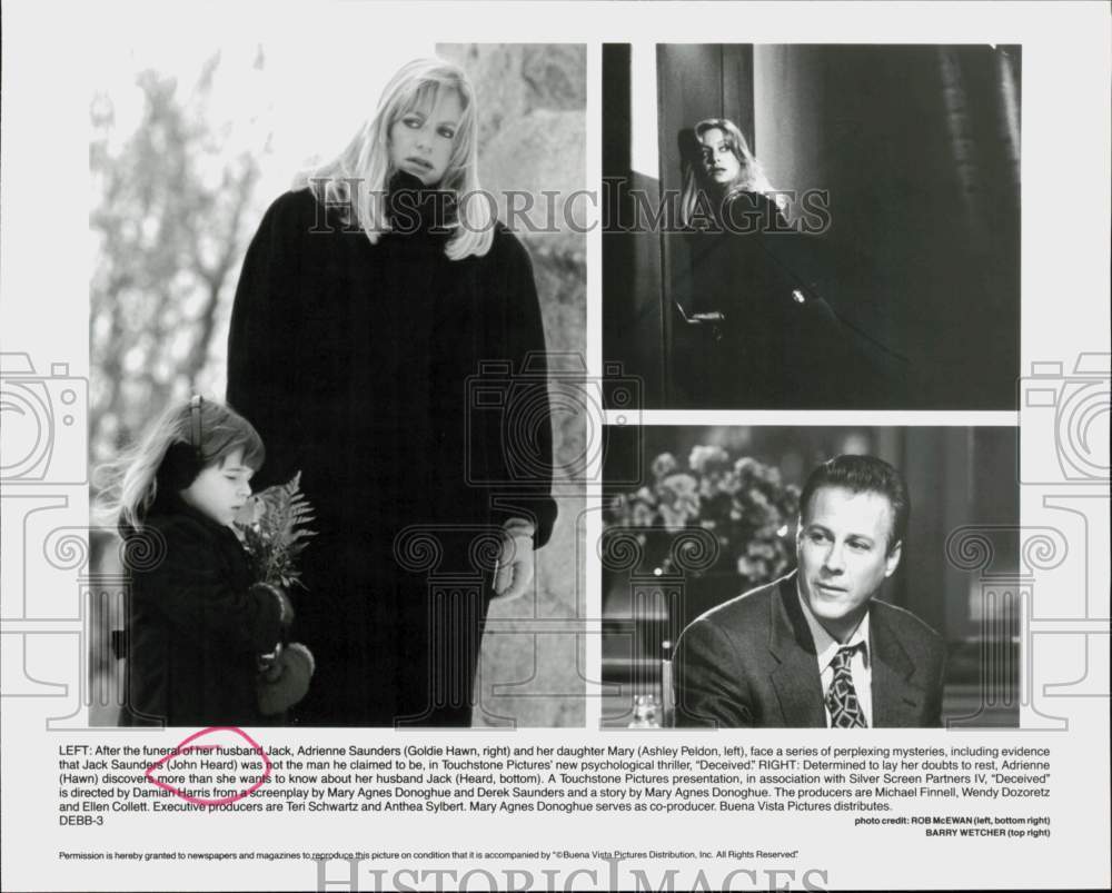 Press Photo Goldie Hawn, John Heard, Ashley Peldon in "Deceived" Movie- Historic Images