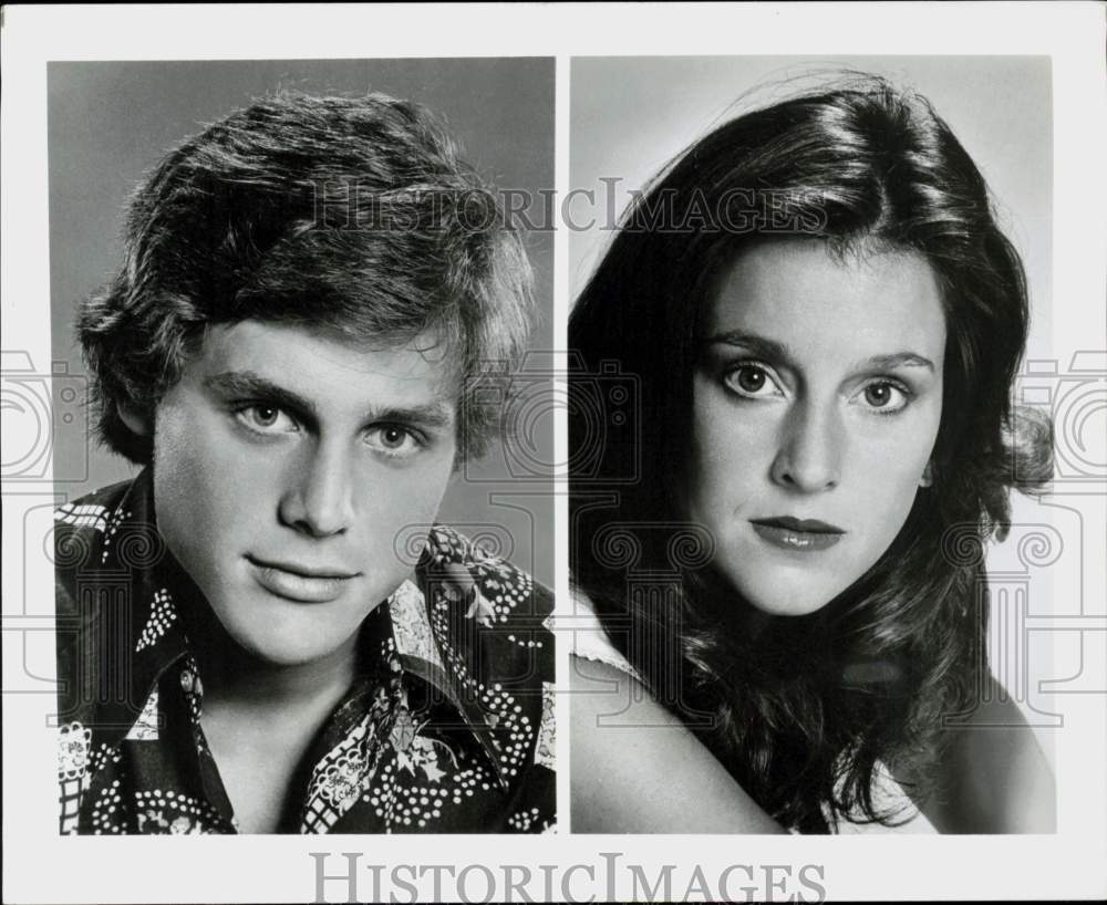 1976 Press Photo Actors Leigh McCloskey, Wendy Phillips in &quot;Executive Suite&quot;- Historic Images