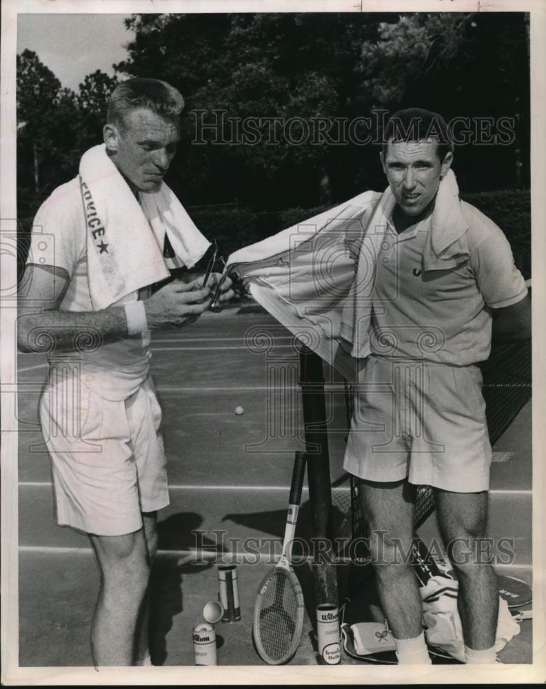 1970 Press Photo Tut Bartzen, Tennis Player with Competitor - hps06545 - Historic Images