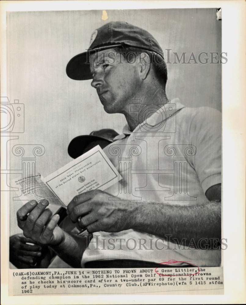 1962 Press Photo Golfer Gene Littler at Oakmont, Pennsylvania Country Club- Historic Images