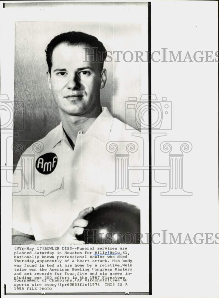 1958 Press Photo Billy Welu, American Bowling Congress Masters Champion Bowler - Historic Images