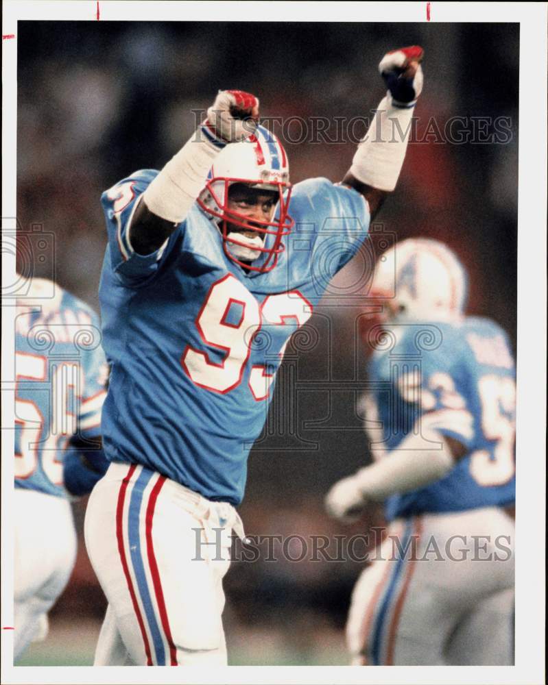 Press Photo Houston Oilers Football Player Robert Lyles Celebrates Touchdown- Historic Images