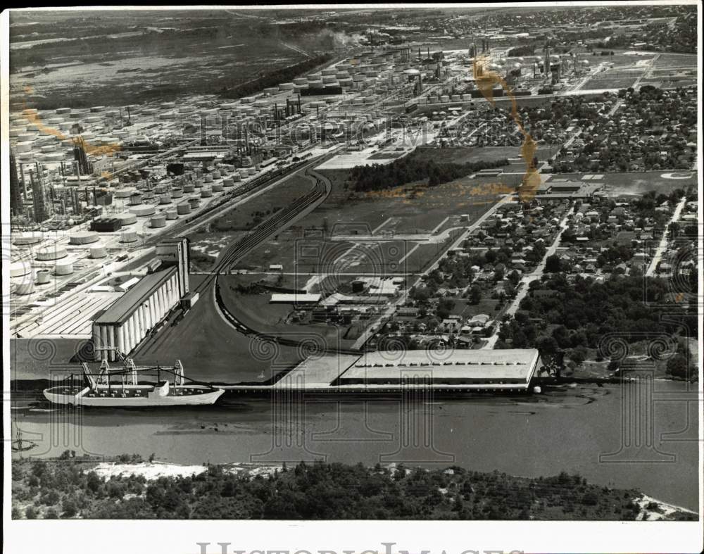 1962 Press Photo Aerial of Grain Elevator proposal in Beaumont, Texas- Historic Images