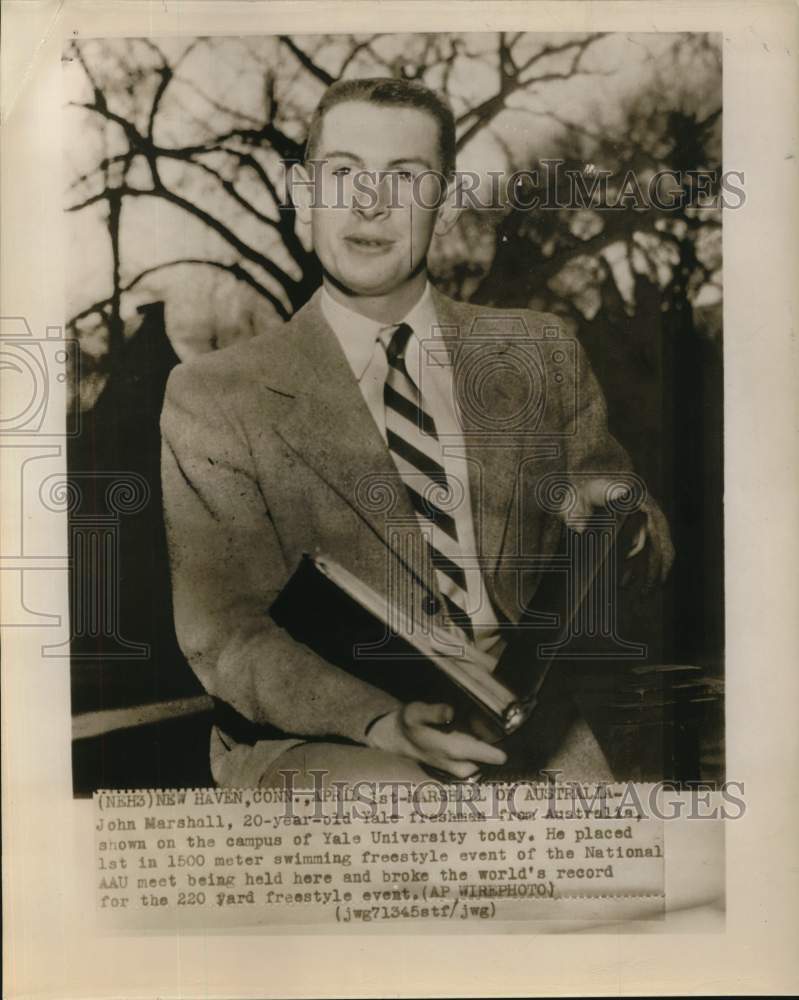 1958 Press Photo John Marshall, Yale University Student, World Record Swimmer - Historic Images