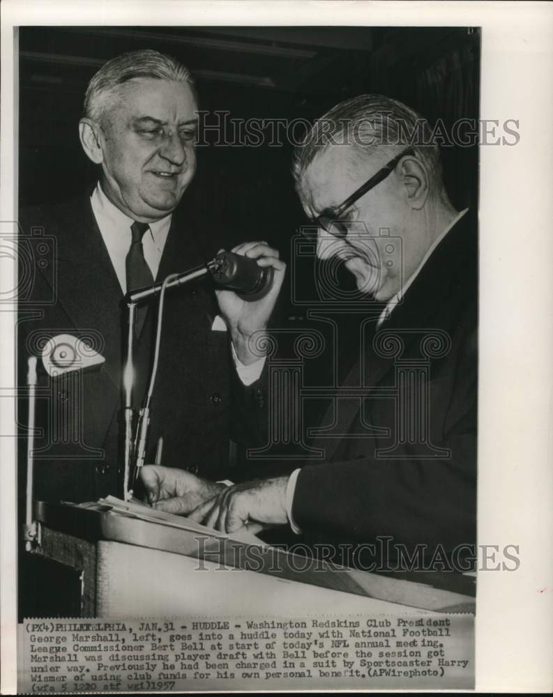 1957 Press Photo Washington Redskins Club President George Marshall &amp; Bert Bell- Historic Images