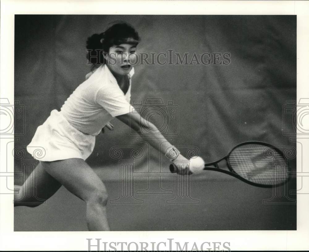 1985 Press Photo Tennis player Tamaka Takagi in action - hps15570 - Historic Images