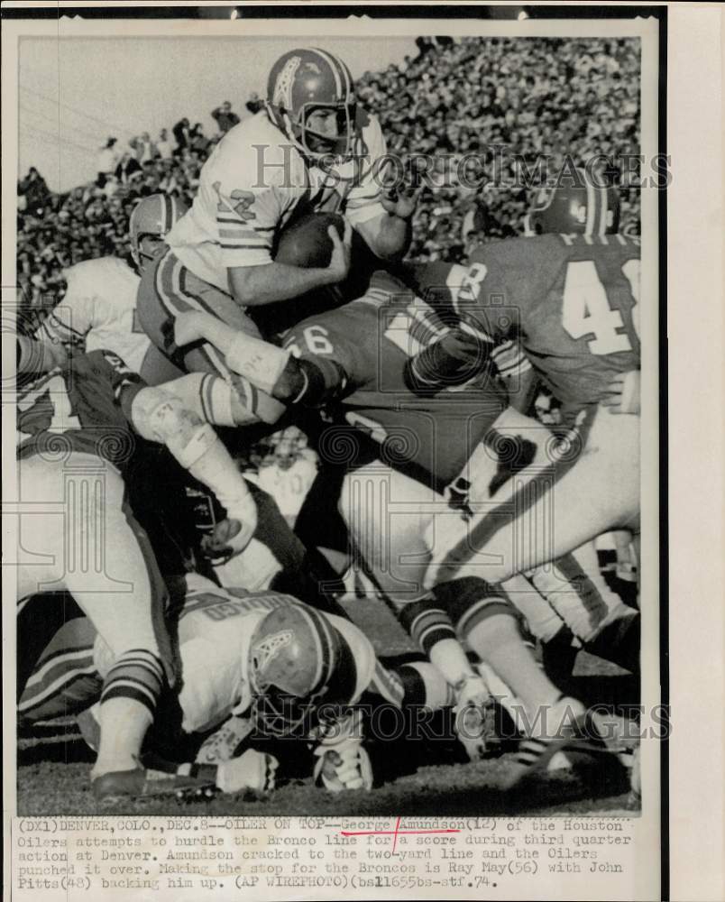 1974 Press Photo Houston Oilers & Denver Broncos Play Football in Denver- Historic Images