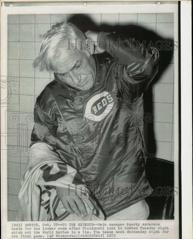 1975 Press Photo Cincinnati Reds baseball manager Sparky Anderson in Boston - Historic Images