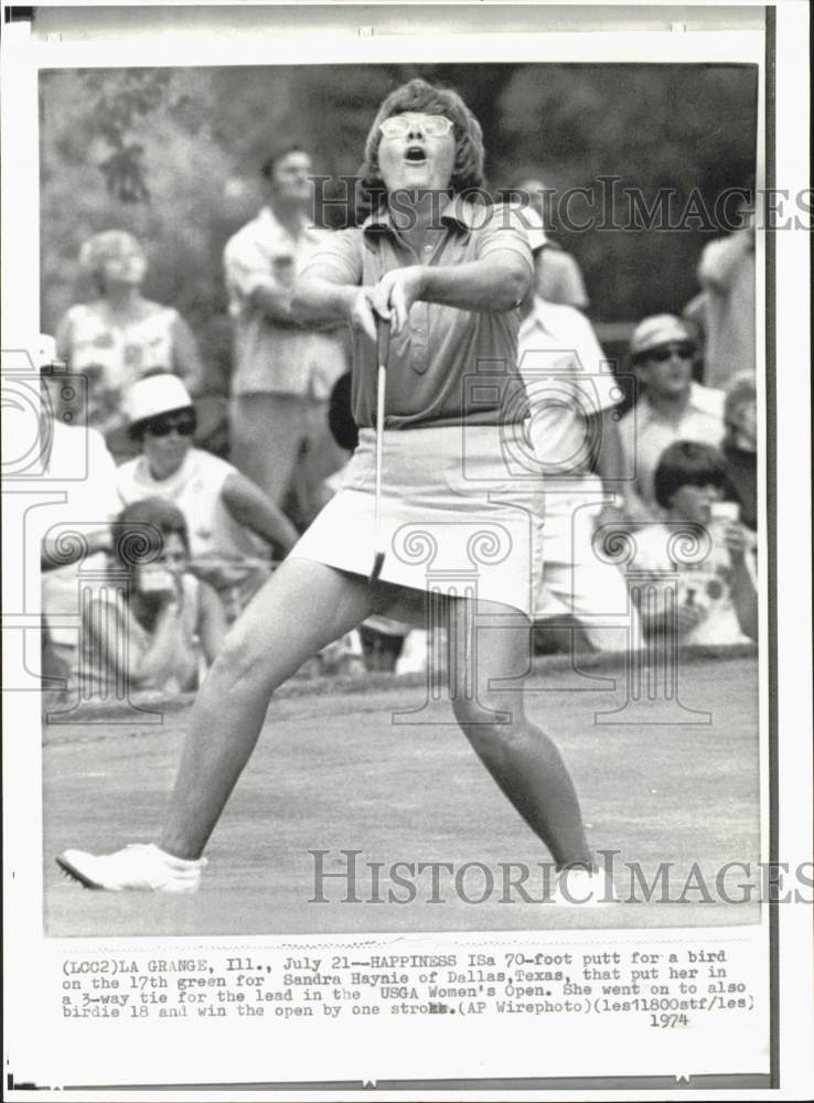 1974 Press Photo Golfer Sandra Haynie plays U.S. Women&#39;s Open in La Grange, IL - Historic Images