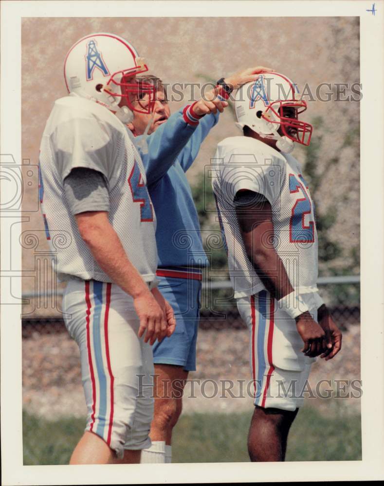 1989 Press Photo Houston Oilers football coach Jerry Glanville and players- Historic Images