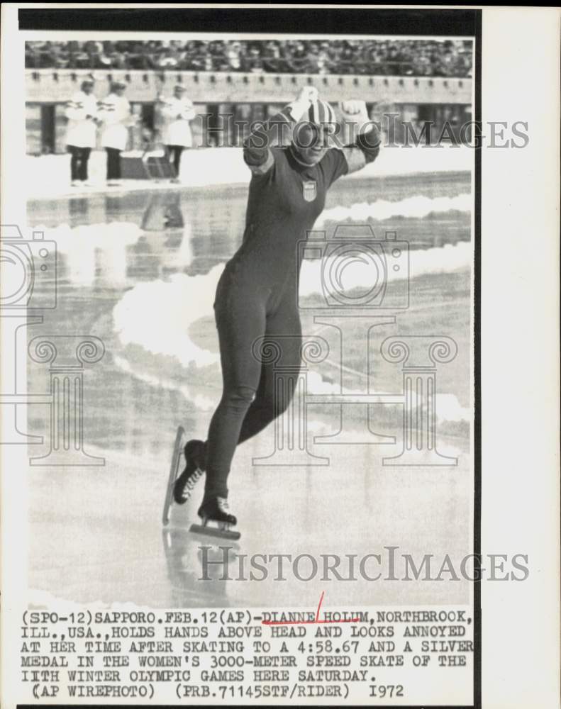 1972 Press Photo USA Speed Skater Dianne Holum Wins Olympic Medal, Sapporo - Historic Images