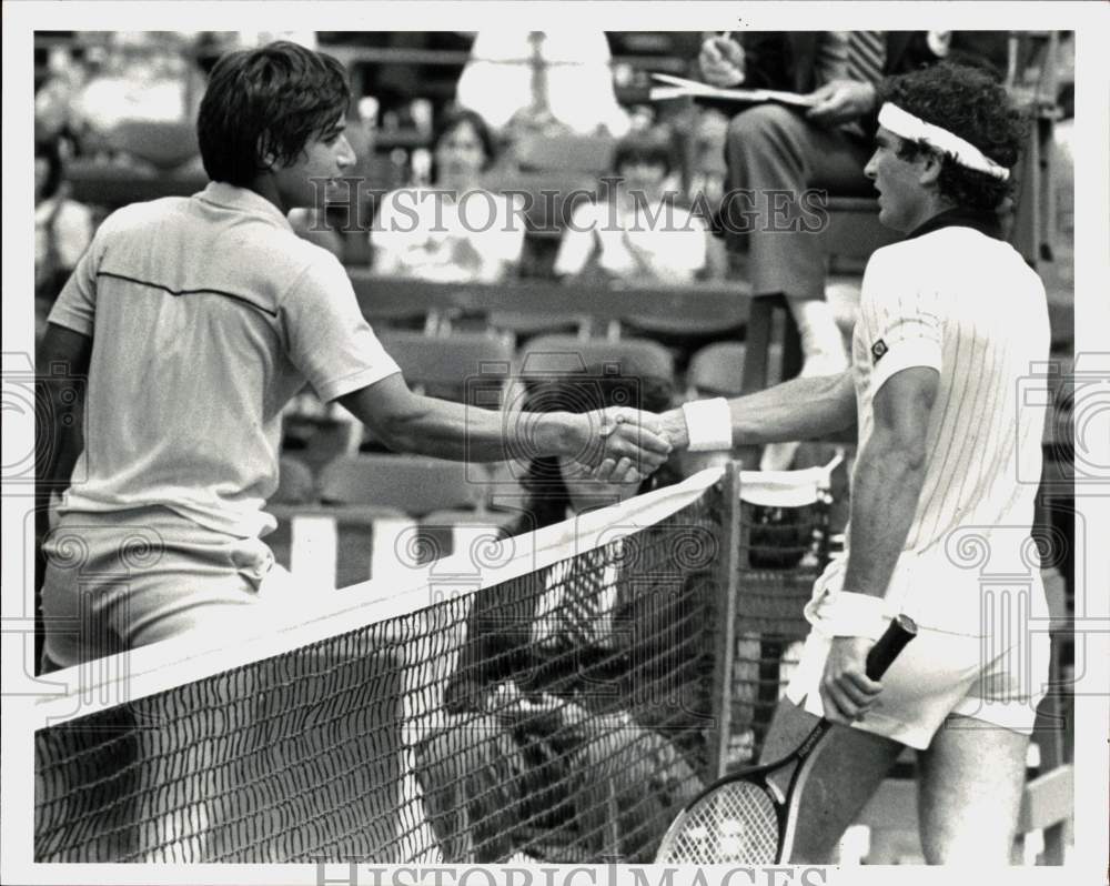 1981 Press Photo Tennis players Sammy Giammalva Nick Saviano at River Oaks - Historic Images