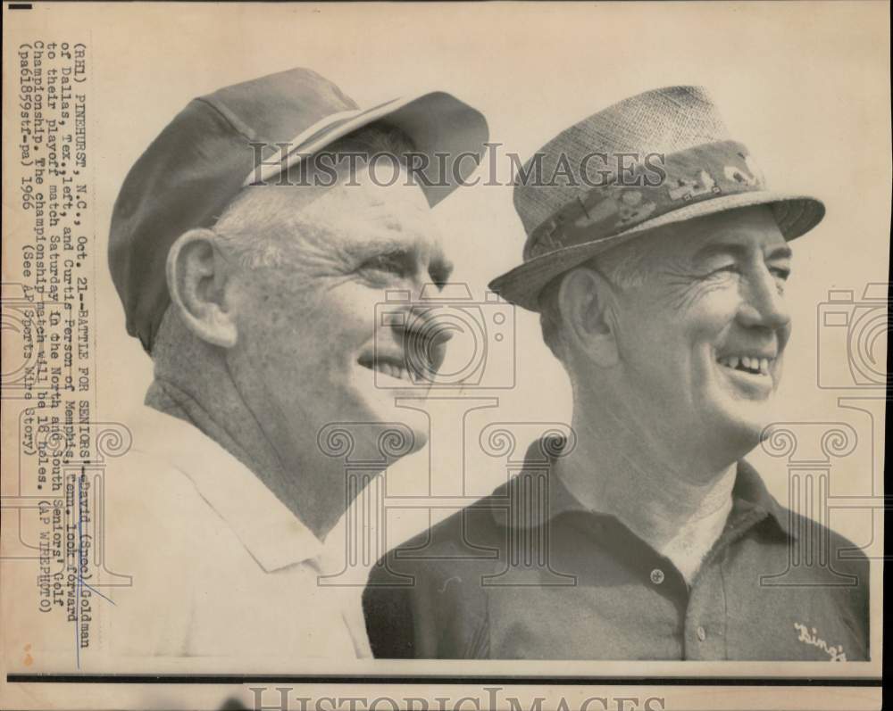 1966 Press Photo Senior golfers Spec Goldman, Curtis Person at Pinehurst, N.C.- Historic Images