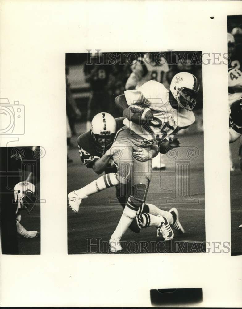 1977 Press Photo Rams High School football player Ralph Holmes in action - Historic Images