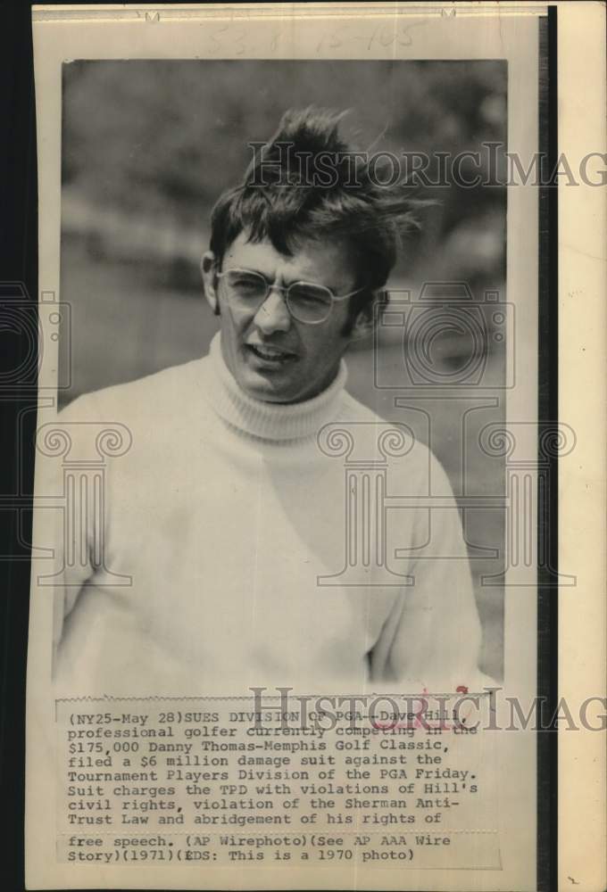 1970 Press Photo Professional Golfer Dave Hill - hps20319 - Historic Images