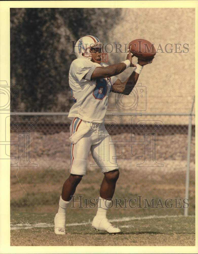 1988 Press Photo Houston Oilers Football Player Leonard Harris at Practice- Historic Images