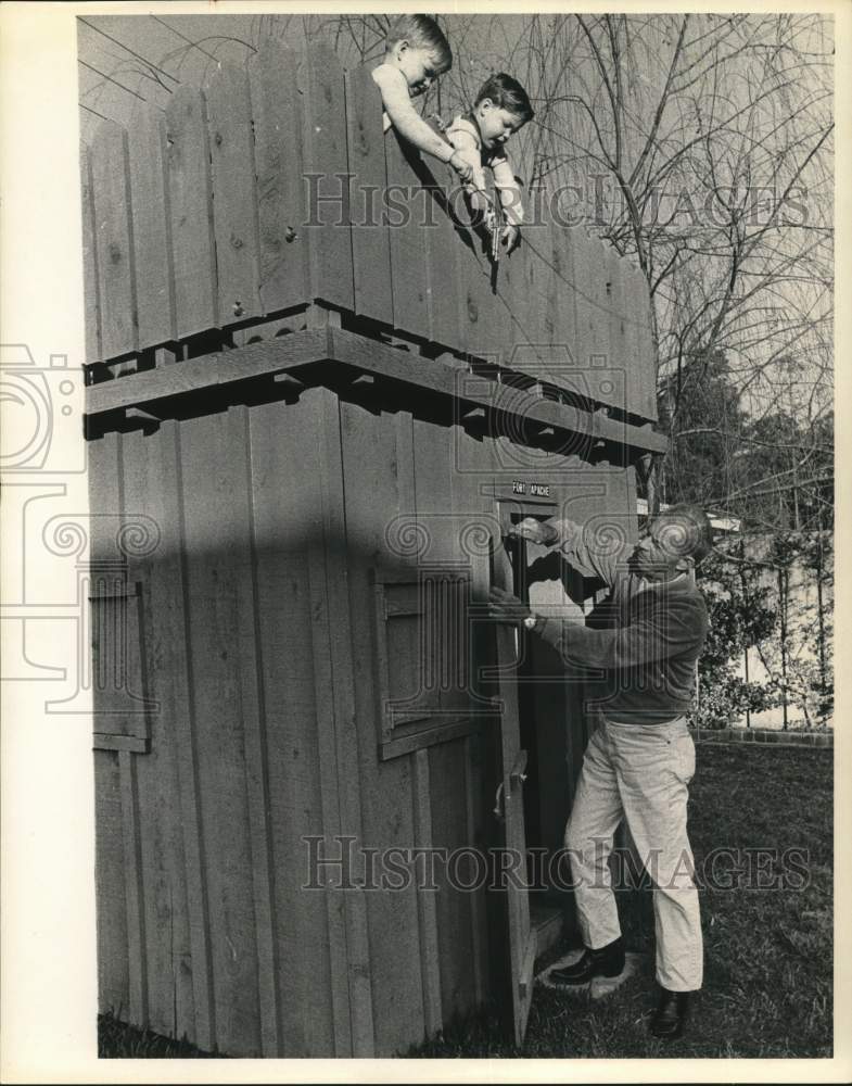 Press Photo Baseball Manager Johnny Keane Plays with Grandsons - hps20756 - Historic Images