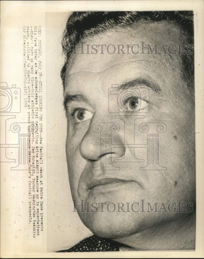 1959 Press Photo Notre Dame football coach Joe Kuhanich in Chicago - hps21080 - Historic Images