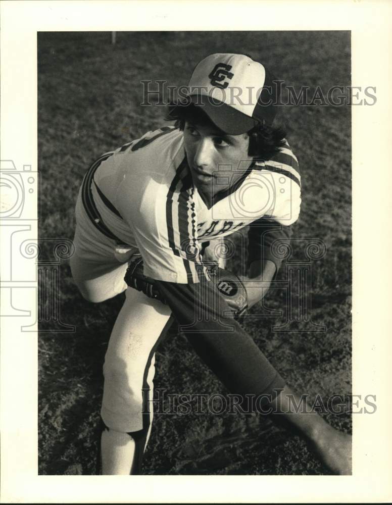 1984 Press Photo Cypress Creek High School Baseball Player Curt Krippner Pitches - Historic Images