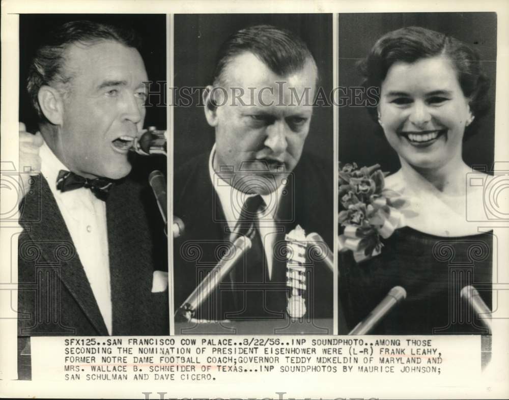 1956 Press Photo Trio that seconded nomination of President Eisenhower- Historic Images