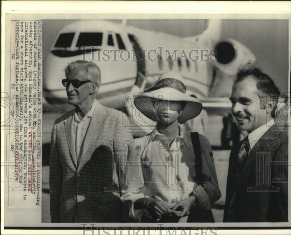 1974 Press Photo King Hussein of Jordan and the Kimberlys in West Palm Beach- Historic Images