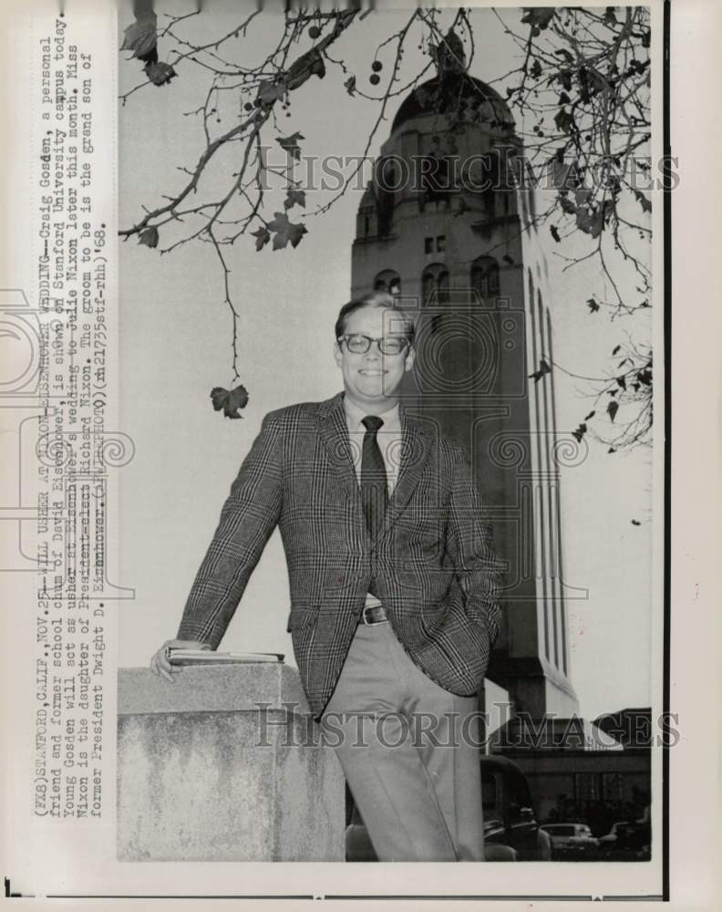 1968 Press Photo Nixon-Eisenhower Wedding Usher Craig Gosden, California - Historic Images