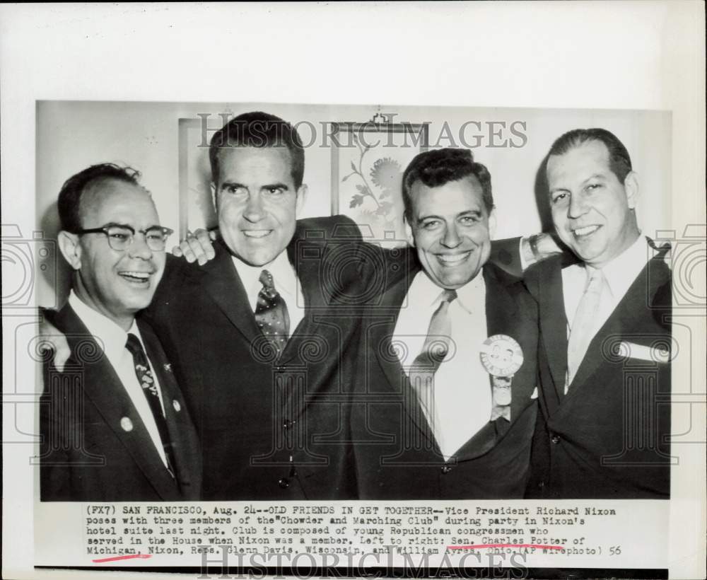 1956 Press Photo Senator Charles Potter poses with other congressmen in CA.- Historic Images