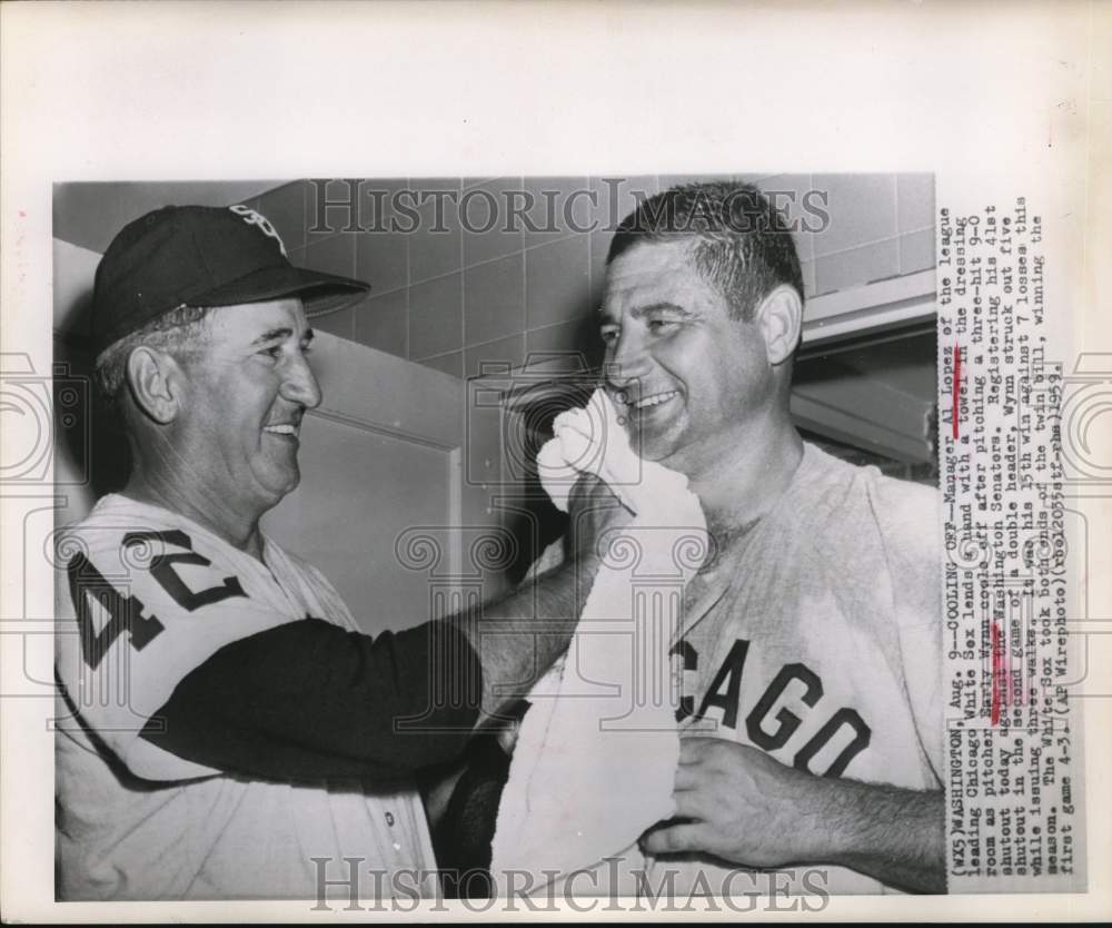 1959 Press Photo Chicago White Sox Baseball Manager Al Lopez with Early Wynn- Historic Images