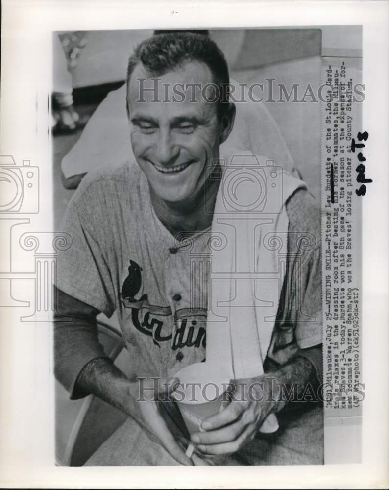 1963 Press Photo St. Louis Cardinals Baseball Pitcher Lew Burdette - hpx00714 - Historic Images