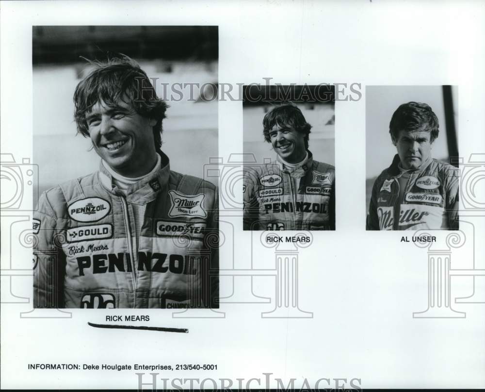 Press Photo Rick Mears, Al Unser, Race Car Drivers - hpx01284- Historic Images