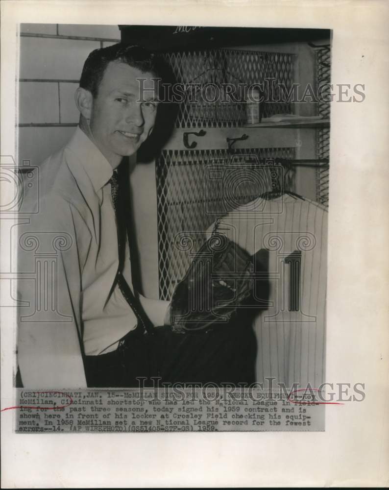 1959 Press Photo Roy McMillan, Cincinnati Reds Baseball Shortstop, Crosley Field - Historic Images