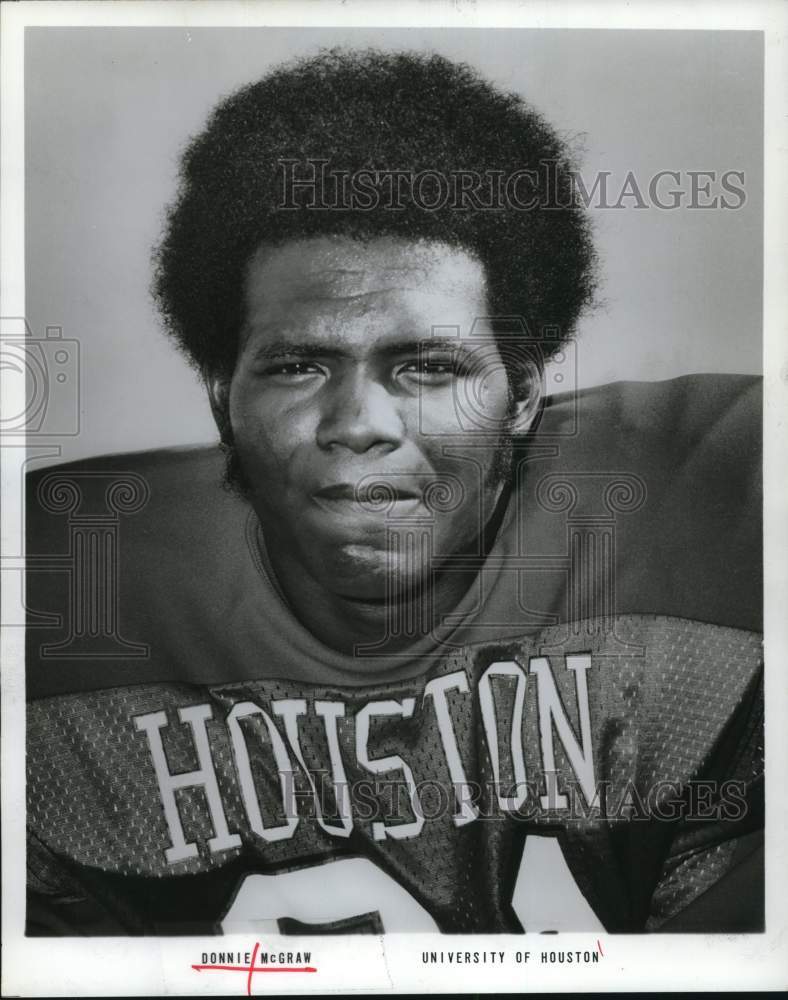 1975 Press Photo University of Houston Football Player Donnie McGraw - hpx02083 - Historic Images