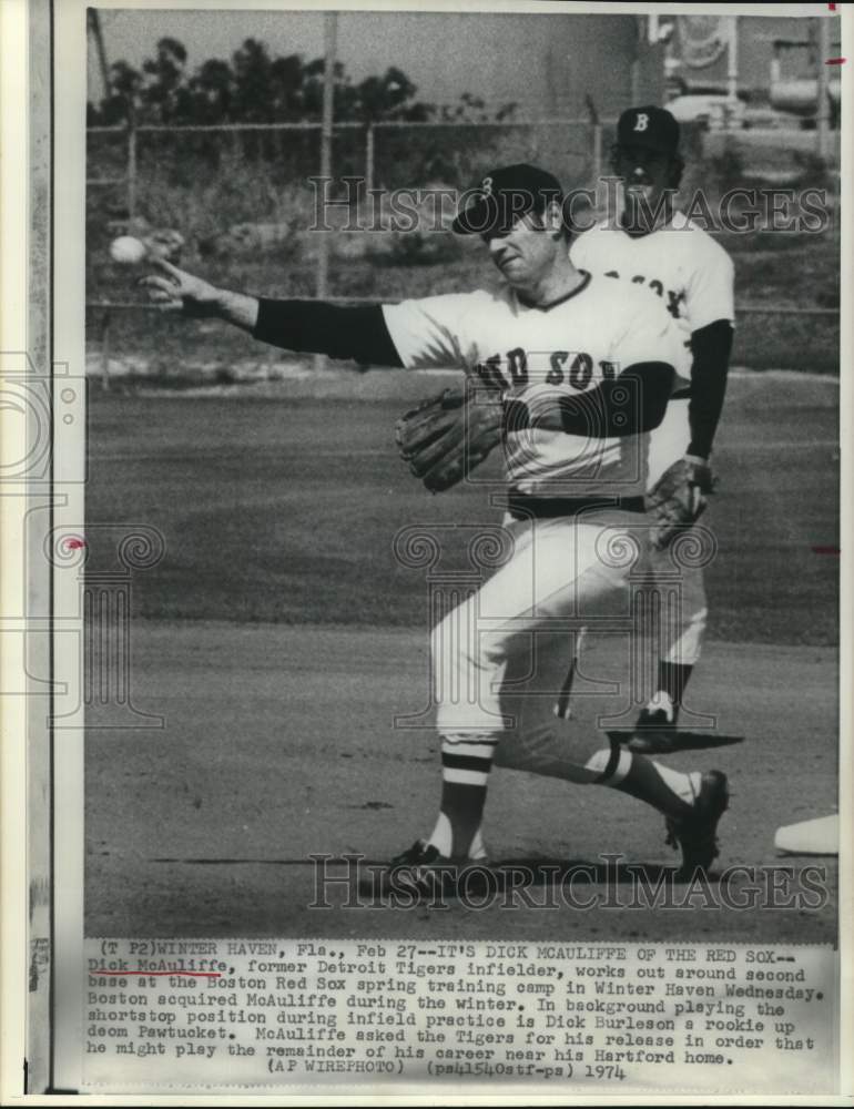 1974 Press Photo Dick McAuliffe, Boston Red Sox Baseball Player in Winter Haven - Historic Images