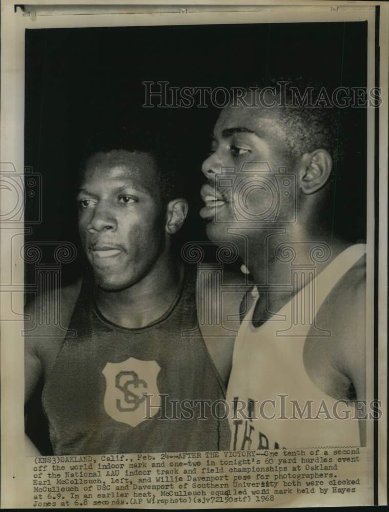 1968 Press Photo Earl McCullouch and Willie Davenport at AAU Track Championship - Historic Images