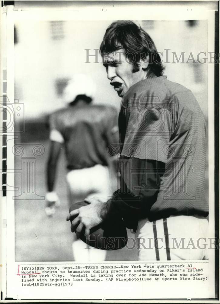 1973 Press Photo Al Woodall, New York Jets Football Quarterback, Riker's Island- Historic Images