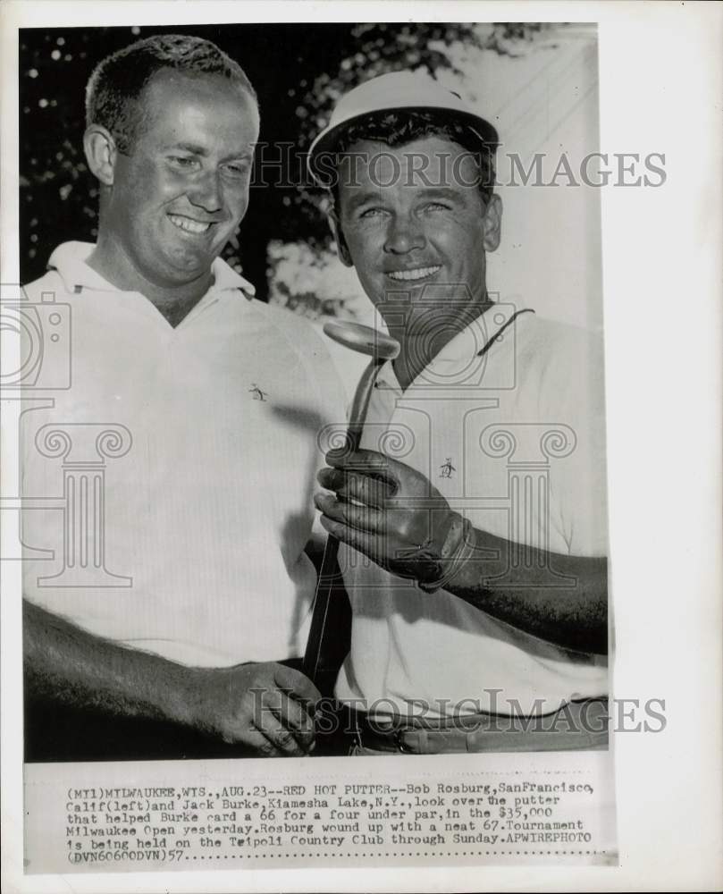 1957 Press Photo Golfers Bob Rosburg &amp; Jack Burke at a tournament in Milwaukee - Historic Images