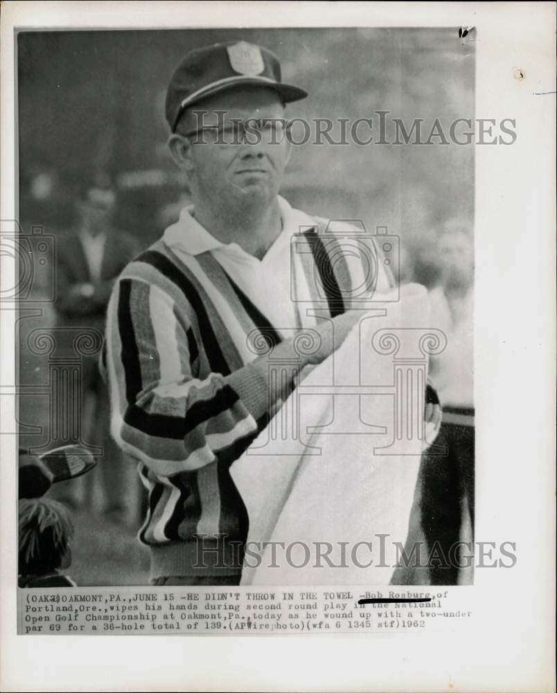 1962 Press Photo Bob Rosburg during the National Open Golf Championship in PA - Historic Images