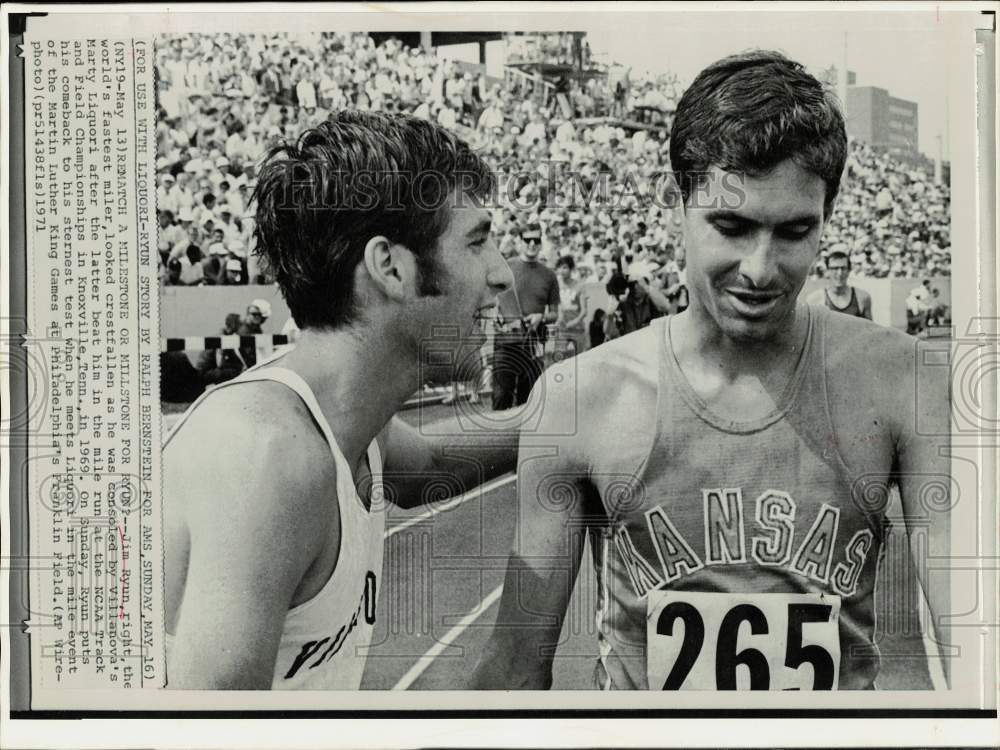 1969 Press Photo Marty Liquori and Jim Ryun at NCAA Track Championships in TN - Historic Images