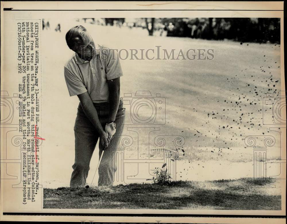 1972 Press Photo Fred Marti shoots from trap at Fort Worth golf tournament - Historic Images