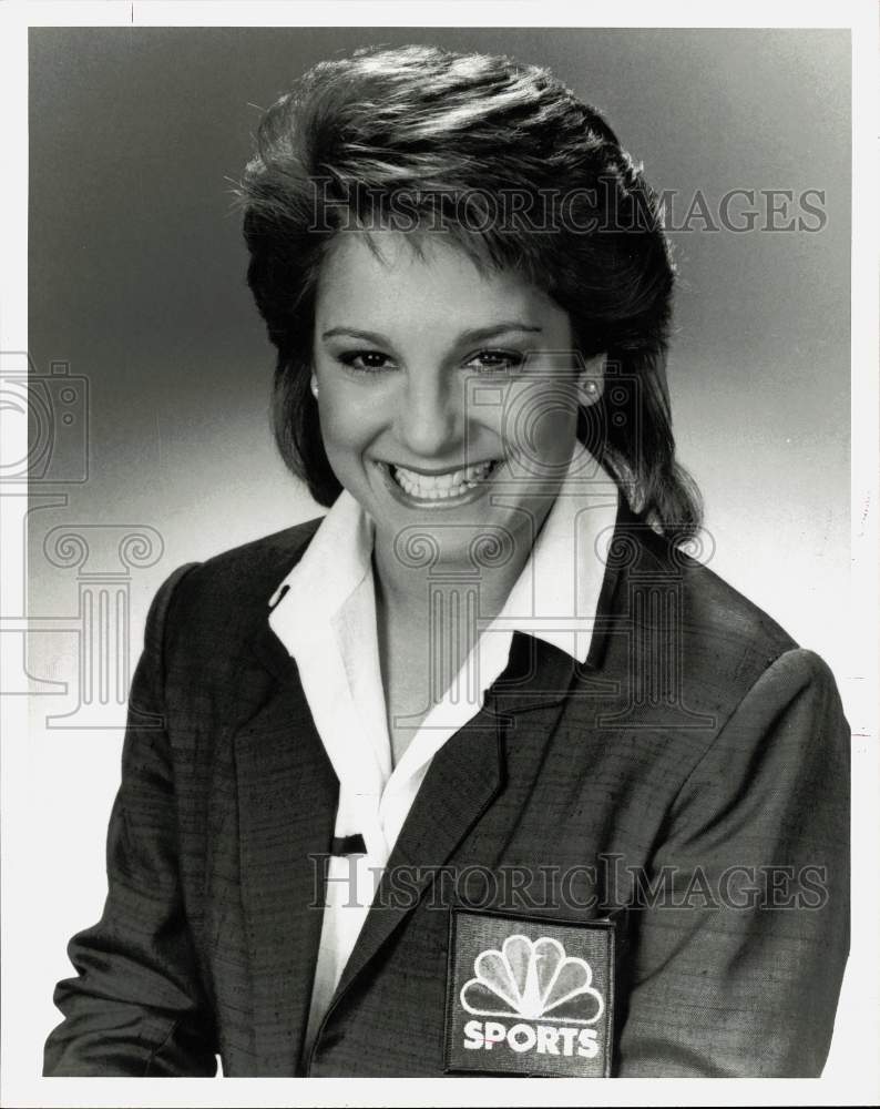 1988 Press Photo Olympic gymnastics gold medalist Mary Lou Retton on NBC Sports- Historic Images